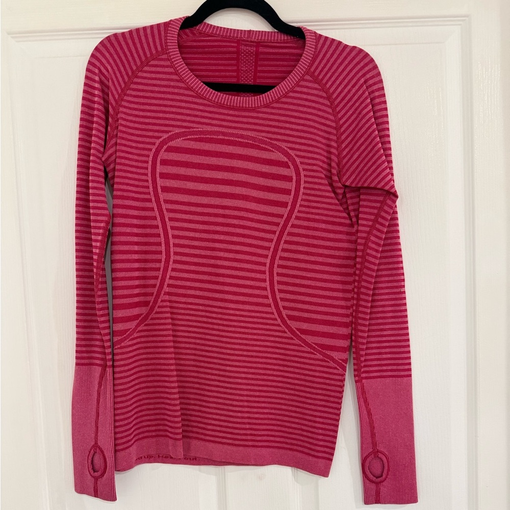lululemon athletica Pink Striped Long Sleeve Top